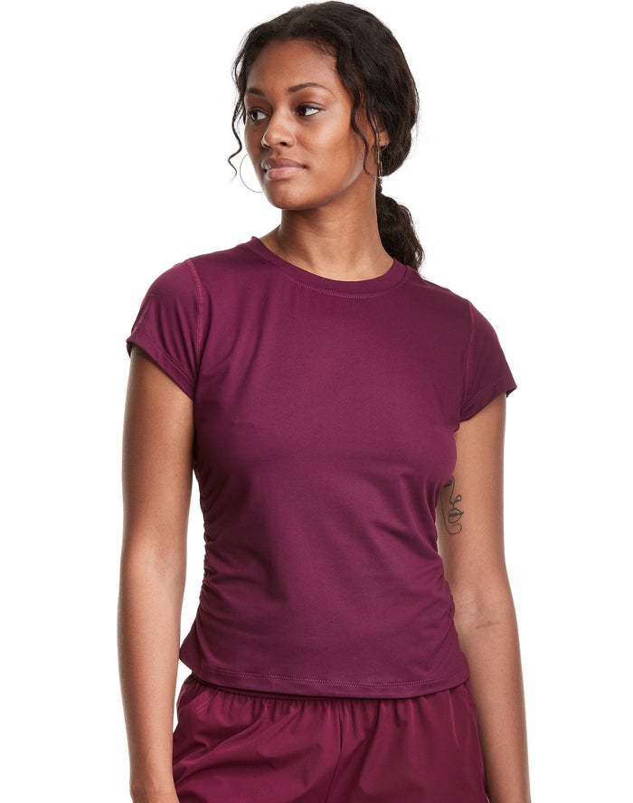 Champion T-Shirt Dames - DonkerPaars - Soft Touch Ruched Side ( 405329-XJM )